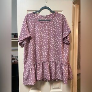 Pink/Purple Polka-dot Peplum Blouse